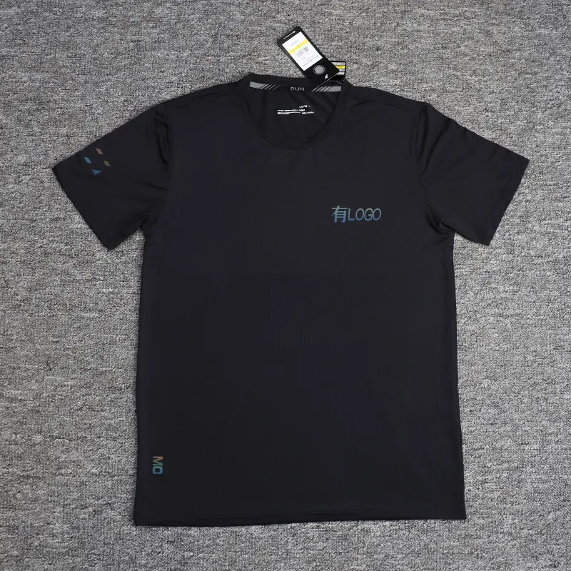 Summer European and American Sports Quick-drying Clothes Short-sleeved T-shirt Men's Summer Loose Fitness Elastic Round Neck plus size Casual Top